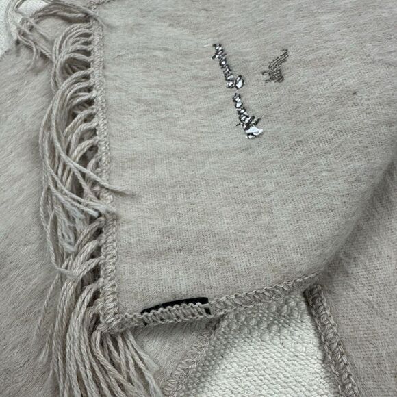 Alpaca Camargo Black Beige Tan Alpaca Blend Soft Wrap Long Peru Fringe 68” - Picture 4 of 6